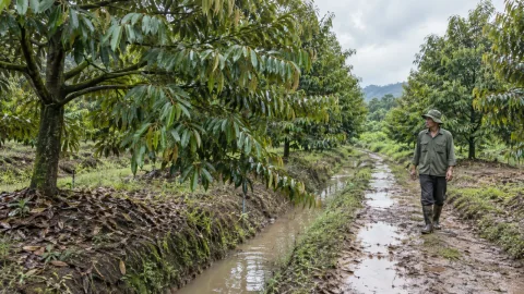 Sầu riêng sau mưa kéo dài: 5 bước phục hồi cây