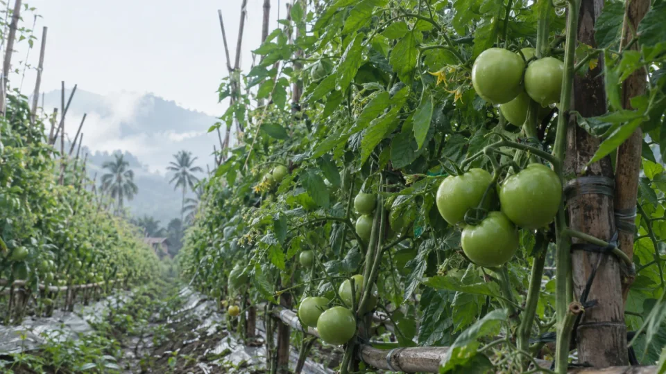 Minh họa AI: dinh dưỡng cà chua nuôi trái lớn