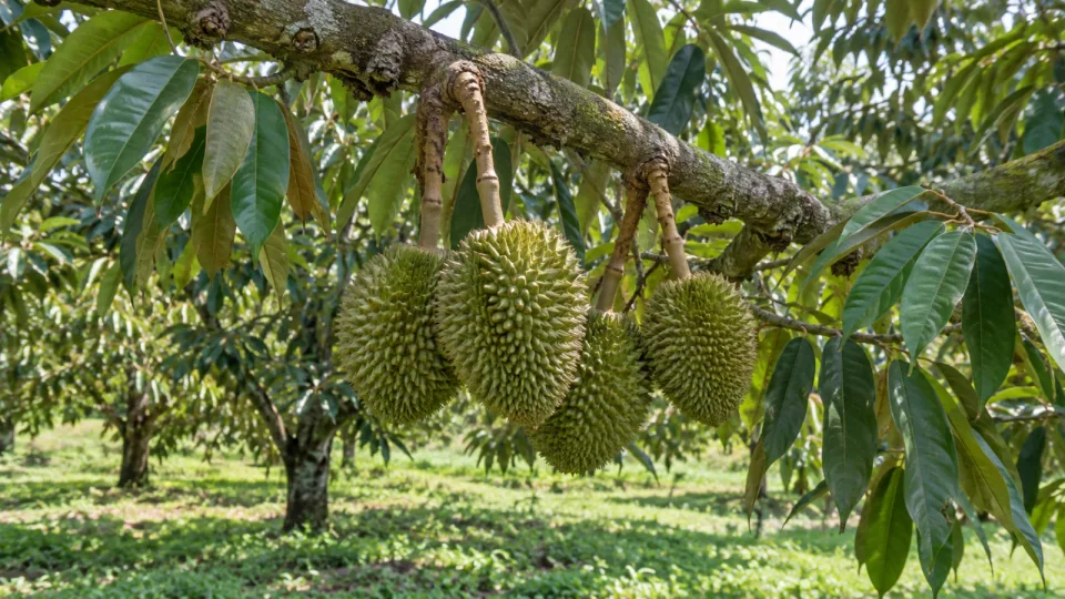 Minh họa AI: rụng trái non sinh lý sầu riêng